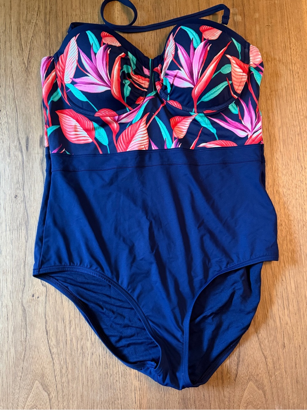 Tommy Bahama Navy One-Piece with Tropical Floral Accents